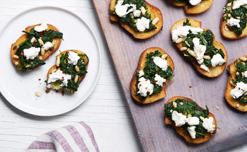 Spinach and Goat Cheese Crostini